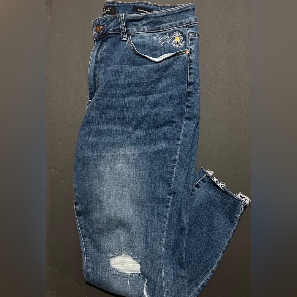 Just Blue distressed jeans.  Size 18W.